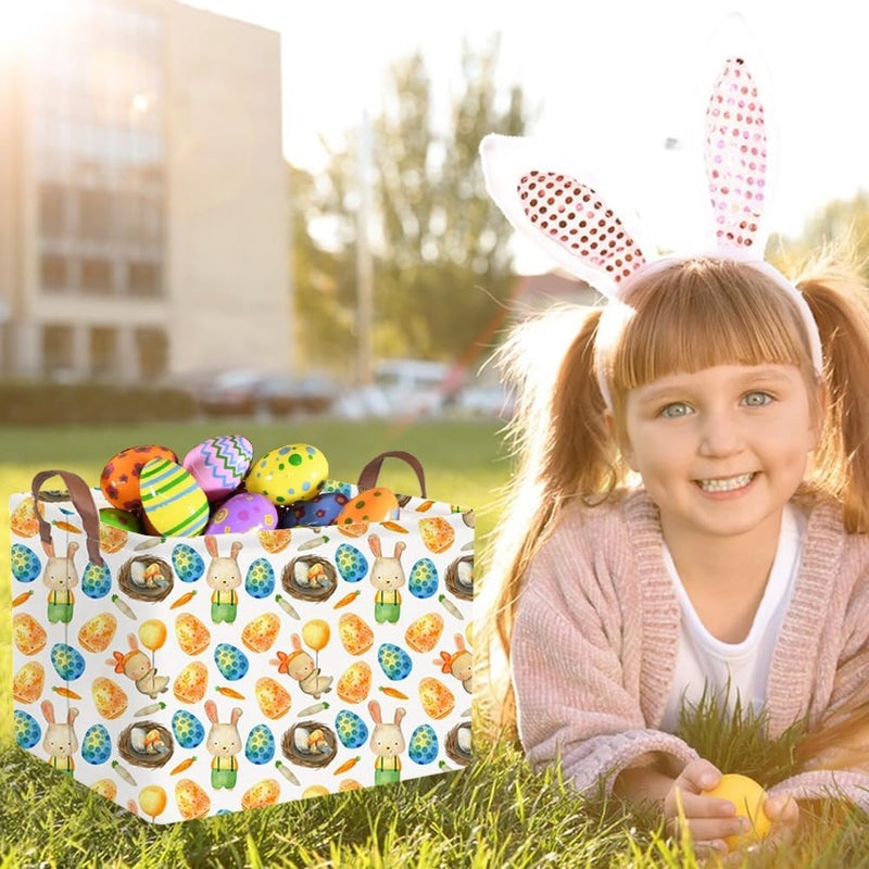 FXOCSHE Rectangular Easter basket,Easter basket empty,Kids Storage Baskets for kids Bedroom,Gift bin,Kids Storage Bin,Easters gift baskets,Kids home Decor(Rabbit Easter egg) - Image 3